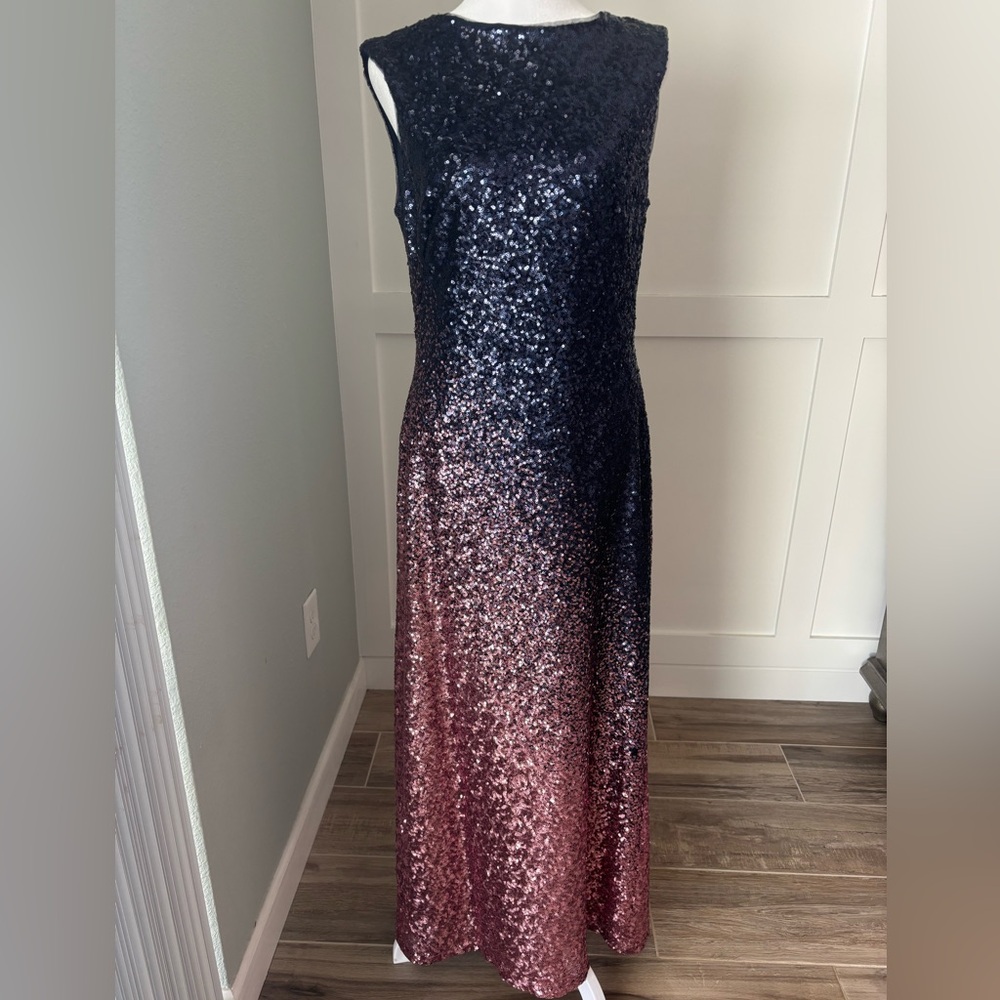 Cache Elegant Sequin Evening Dress - Navy and Pink size 8